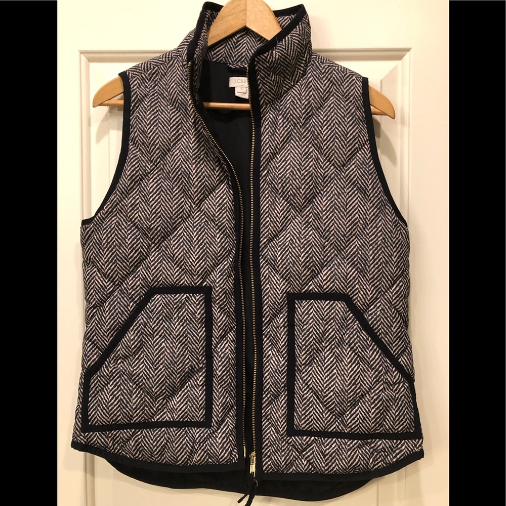 J. Crew Striped Herringbone Puffer Vest